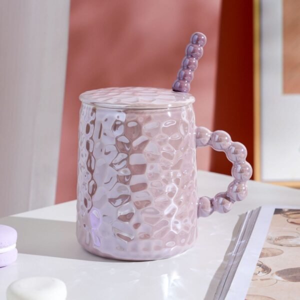 Ceramic Bubble Mug with Lid and Spoon
