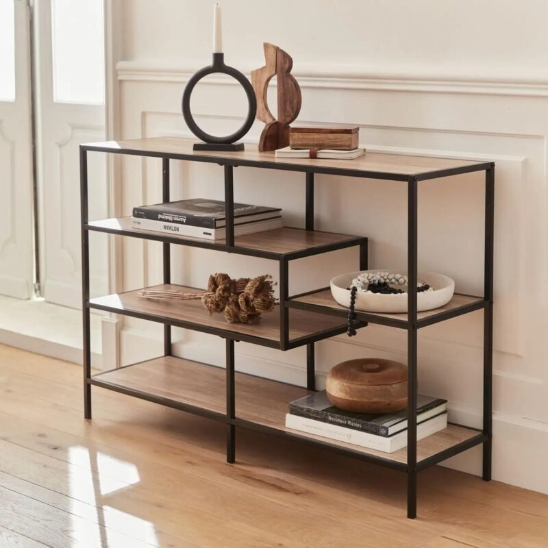 TK 5-Tier Wooden & Metal Storage Display Rack