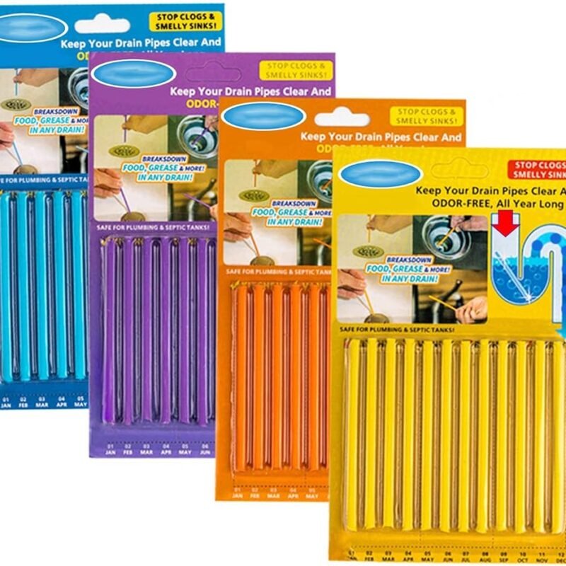 12 Pack Drain Cleaning & Odor Control Sticks – Slow Dissolving Pipe Cleaner