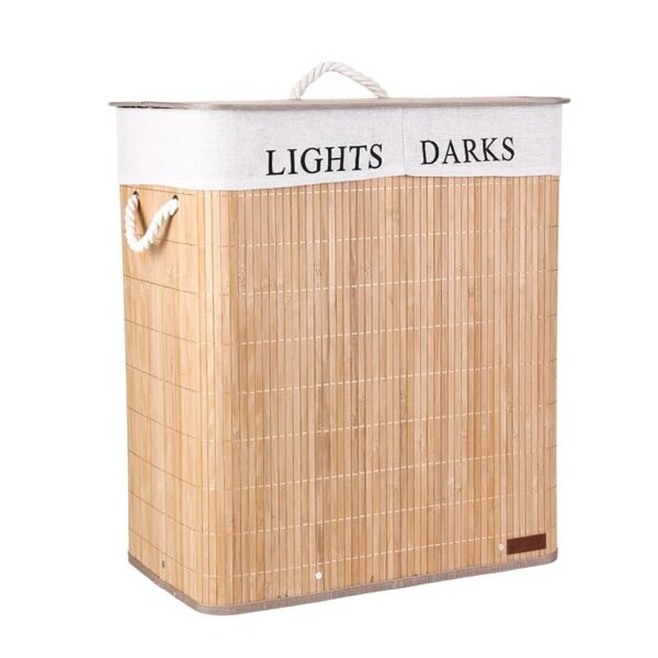 TK Dual Compartment Bamboo Laundry Basket – 90L