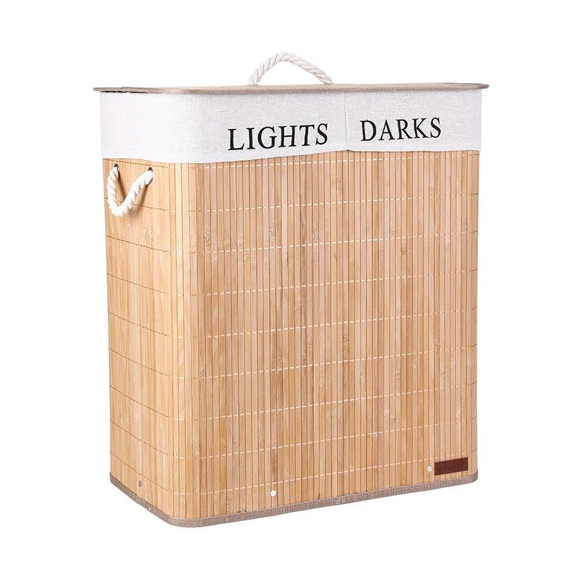 TK Dual Compartment Bamboo Laundry Basket – 90L