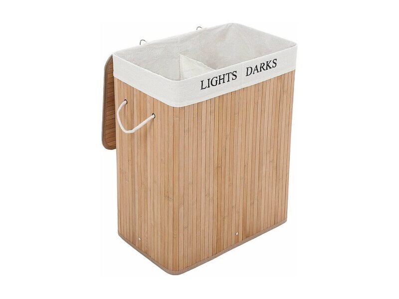 TK Dual Compartment Bamboo Laundry Basket – 90L