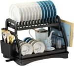 Countertop 2-Tier Stainless Steel Dish Rack with Utensil Holder