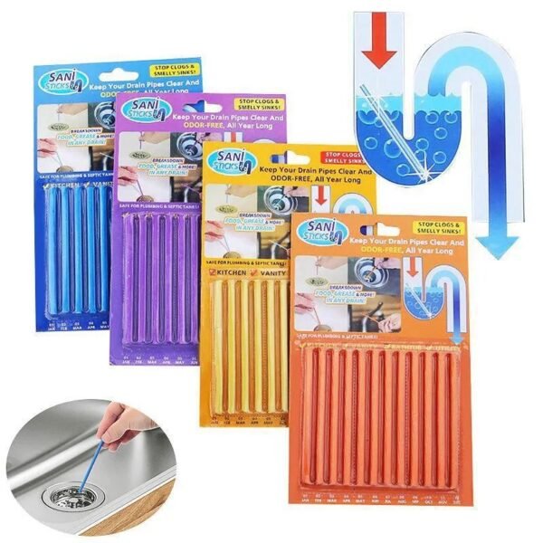 12 Pack Drain Cleaning & Odor Control Sticks – Slow Dissolving Pipe Cleaner