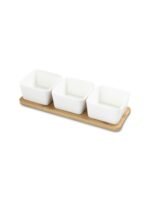 3-Piece Ceramic Bowl Set with Bamboo Holder