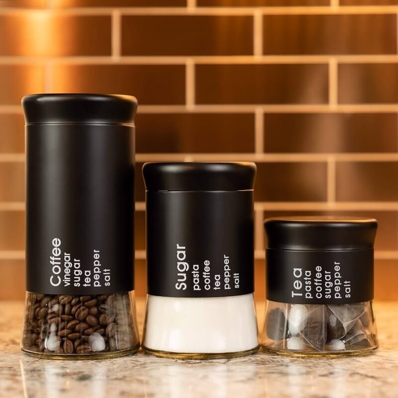 3 Piece Stainless Steel Tea Sugar Canister Set