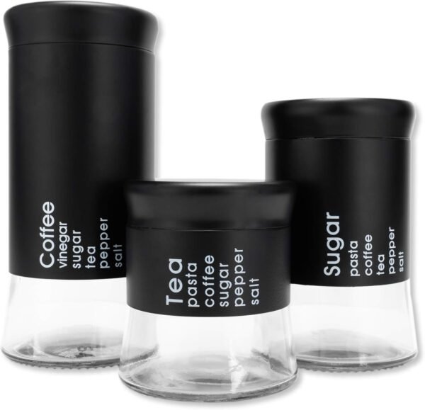 3 Piece Stainless Steel Tea Sugar Canister Set