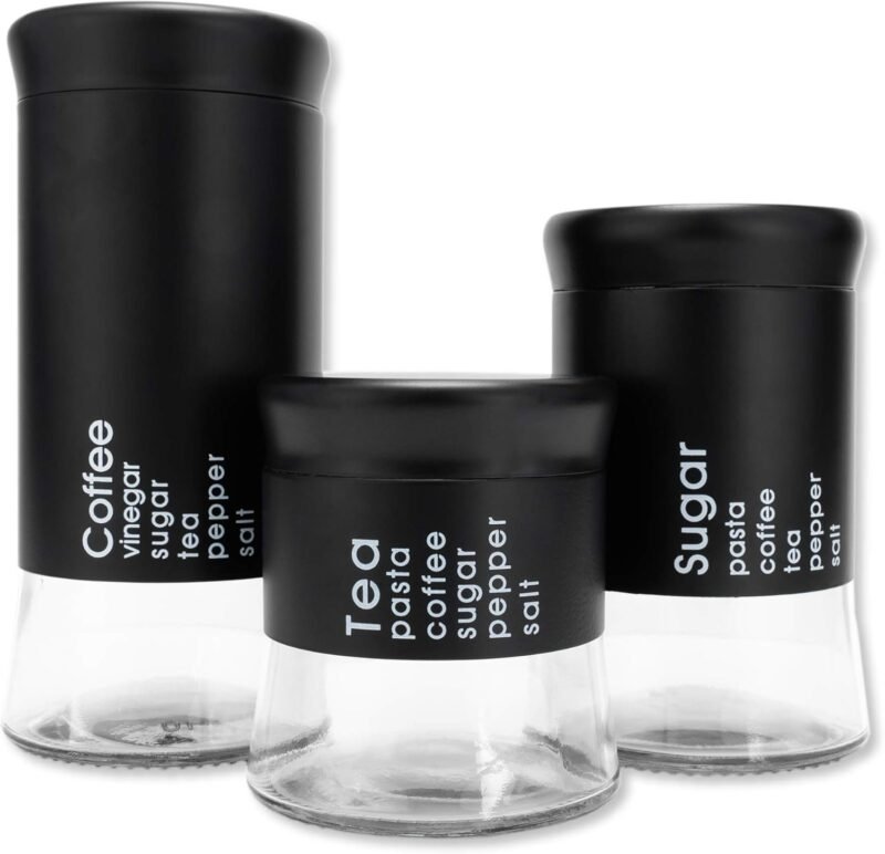3 Piece Stainless Steel Tea Sugar Canister Set