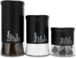 3 Piece Stainless Steel Tea Sugar Canister Set