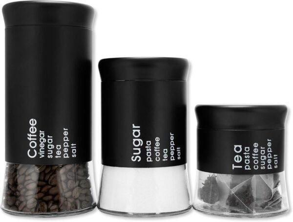 3 Piece Stainless Steel Tea Sugar Canister Set