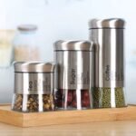 3 Piece Stainless Steel Tea Sugar Canister Set