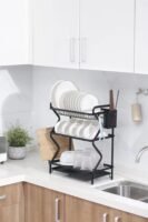 Vera 3-Tier Countertop Dish Rack – Powder-Coated Iron