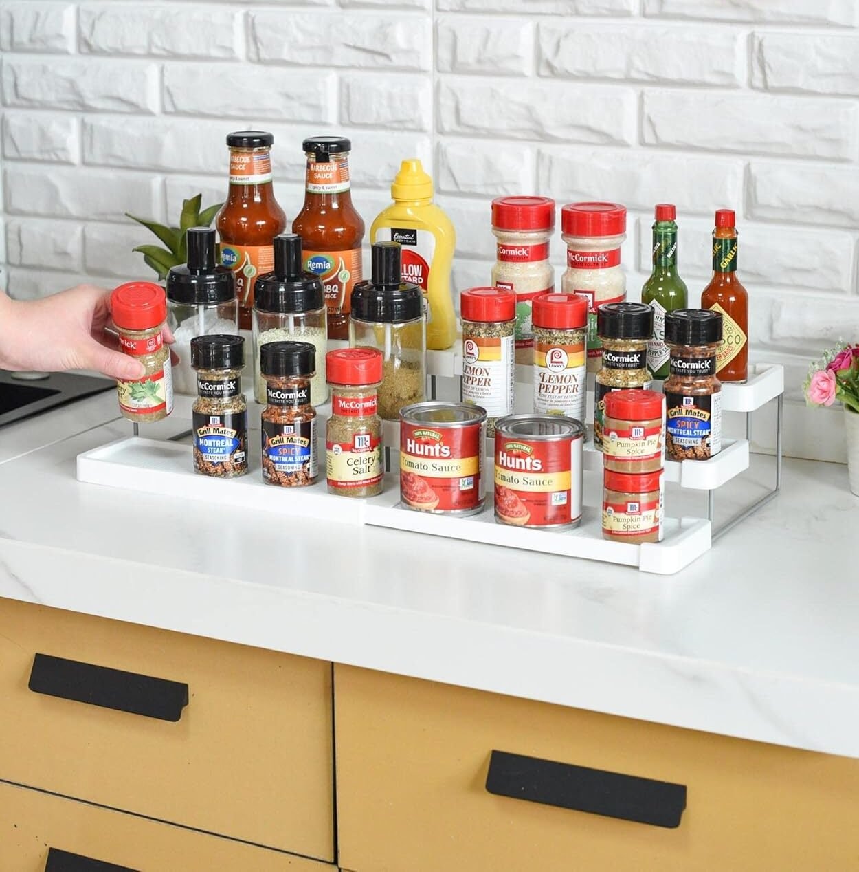 Adjustable 3-Tier Countertop Spice Rack Organizer
