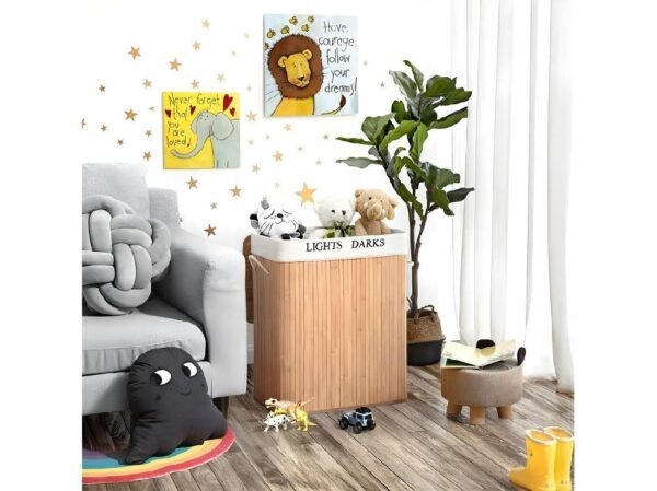 TK Dual Compartment Bamboo Laundry Basket – 90L