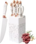 7-Piece Marble Finish Knife Set with Built-In Sharpener