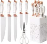7-Piece Marble Finish Knife Set with Built-In Sharpener