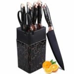7-Piece Marble Finish Knife Set with Built-In Sharpener
