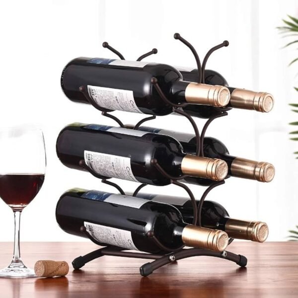 Modern 6-Bottle Wine Rack – Stacked Iron Wine Display