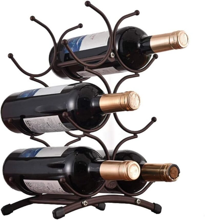 Modern 6-Bottle Wine Rack – Stacked Iron Wine Display