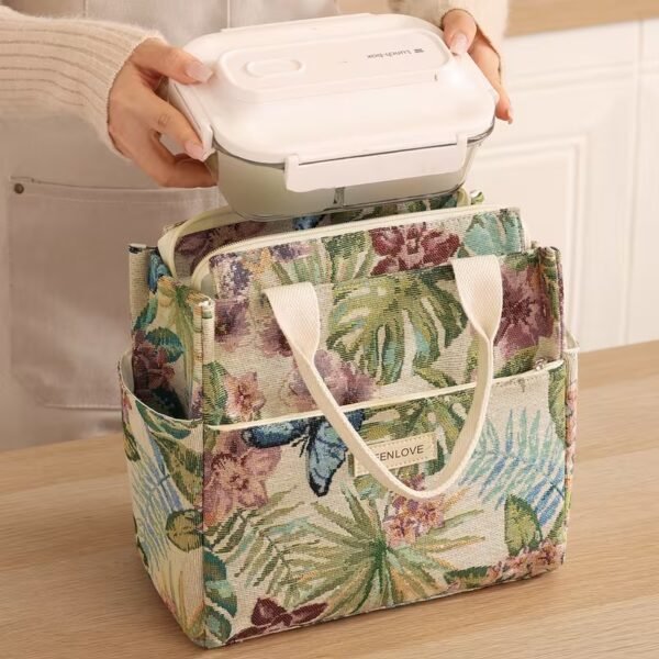 TK Floral Insulated Lunch Bag with Side Bottle Pockets