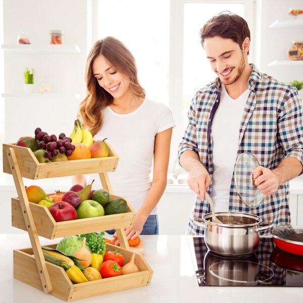 TK Bamboo Fruit Basket – Multi-Purpose Kitchen Organizer