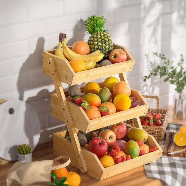 TK Bamboo Fruit Basket – Multi-Purpose Kitchen Organizer
