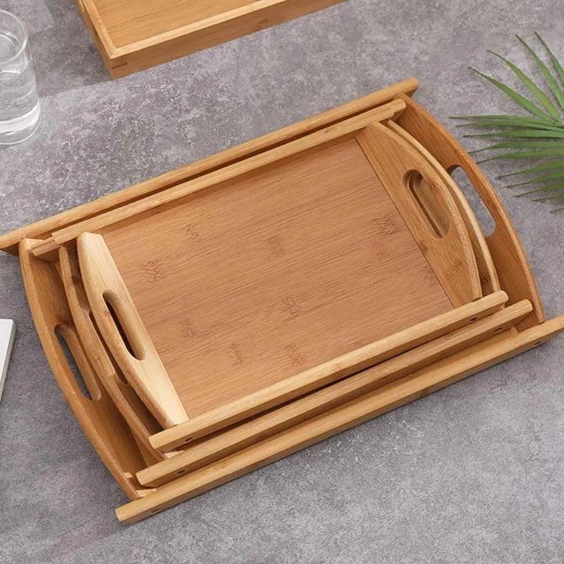 Set of 3 Bamboo Serving Trays – Multi-Size Eco-Friendly Trays