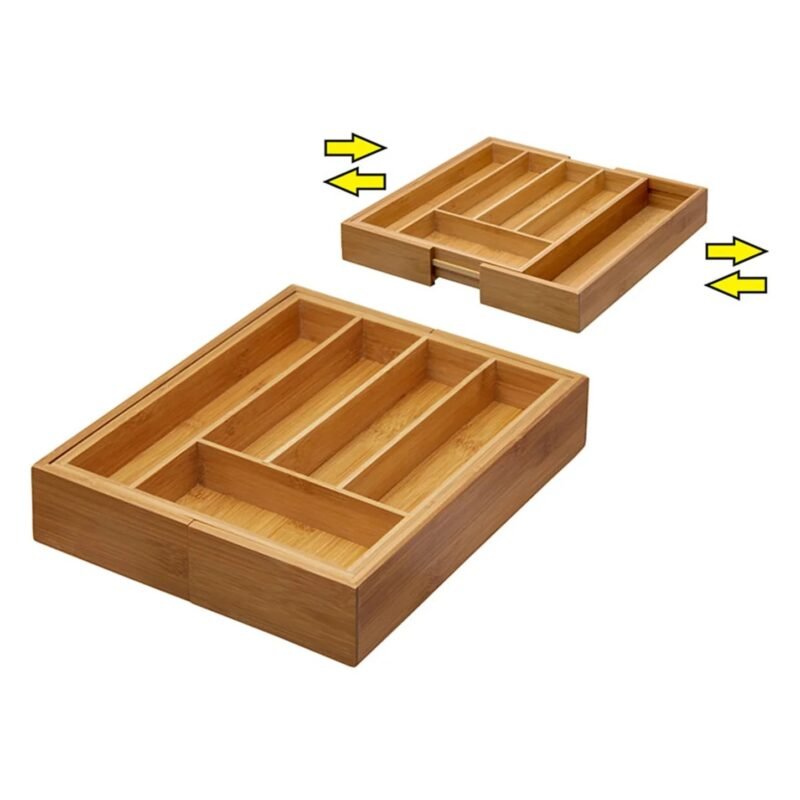 TK Bamboo Expandable Cutlery Drawer Organizer