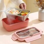 Bento Lunch Box with Fork and Spoon