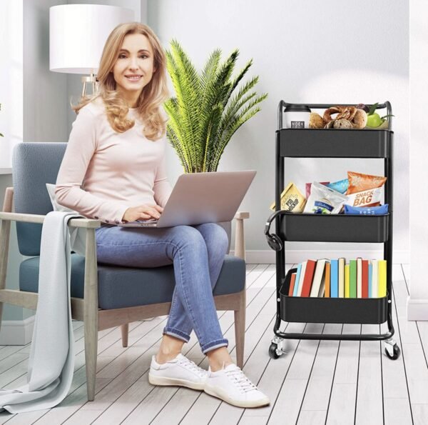 TK 3 Tier Rolling Storage Cart with PP Baskets