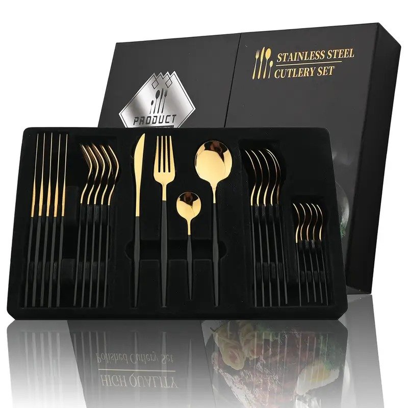 24pc Stainless Steel Cutlery Set – Flatware for 6