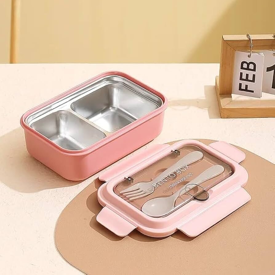 Bento Lunch Box with Fork and Spoon