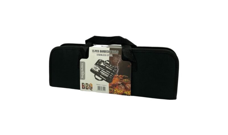 TK 9-Piece Stainless Steel BBQ / Braai Tool Set with Carry Bag