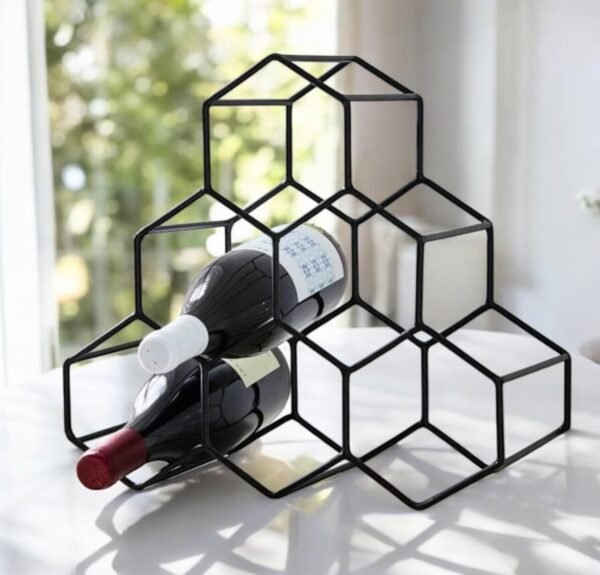 Honeycomb Metal Wine Rack – 6 Bottle Freestanding Storage & Display Stand