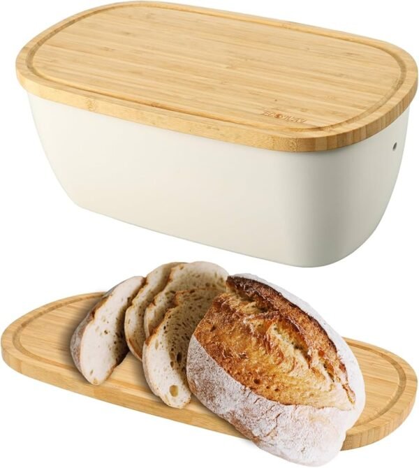 TK Bamboo Bread Bin with Cutting Board Lid – Eco-Friendly