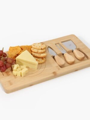 Bamboo Cheese Board with Serving Utensils Set
