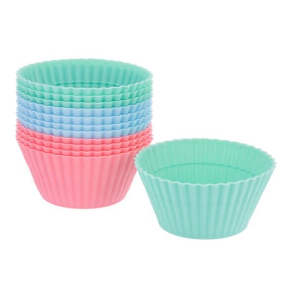 12-Piece Assorted Color Silicone Cupcake Molds – Non-Stick Baking Cups