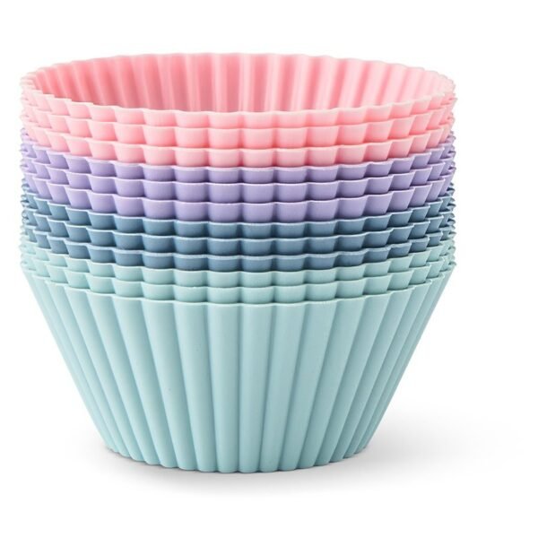 12-Piece Assorted Color Silicone Cupcake Molds – Non-Stick Baking Cups