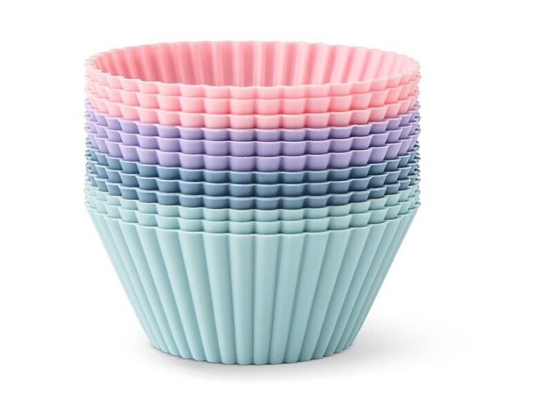 12-Piece Assorted Color Silicone Cupcake Molds – Non-Stick Baking Cups
