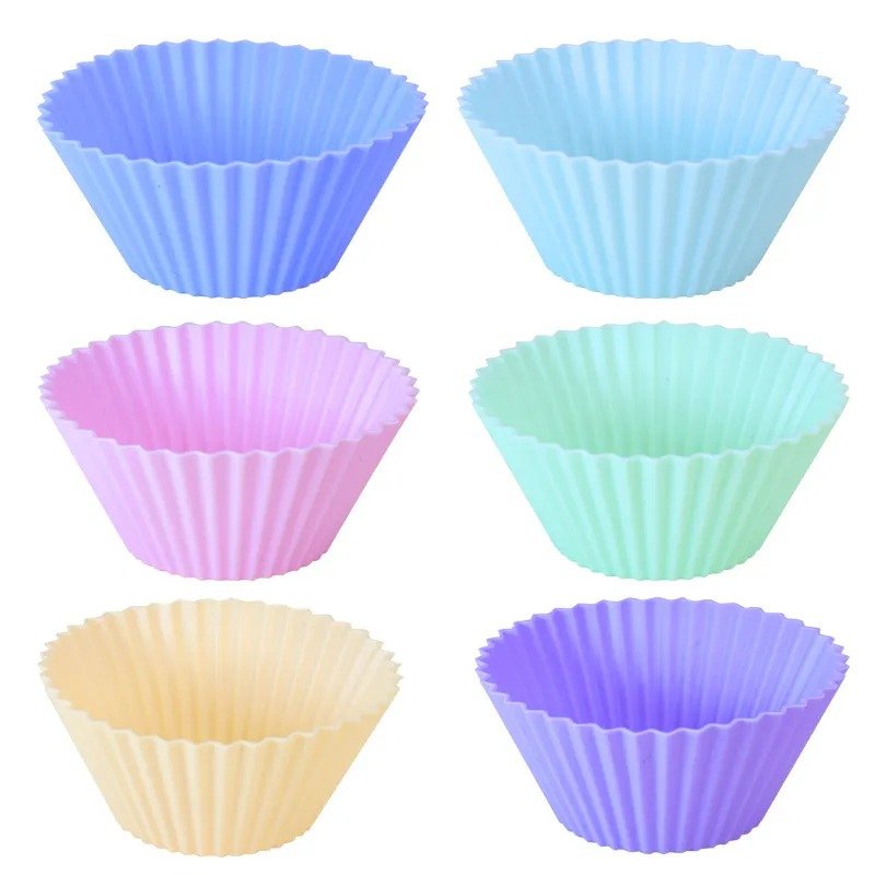 12-Piece Assorted Color Silicone Cupcake Molds – Non-Stick Baking Cups