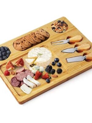4 Piece Bamboo Cheese Board Set with Knife Slots