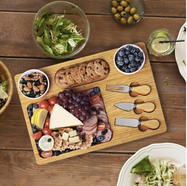 4 Piece Bamboo Cheese Board Set with Knife Slots