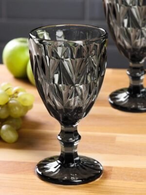 Set of 6 Diamond Wine Cut Glasses