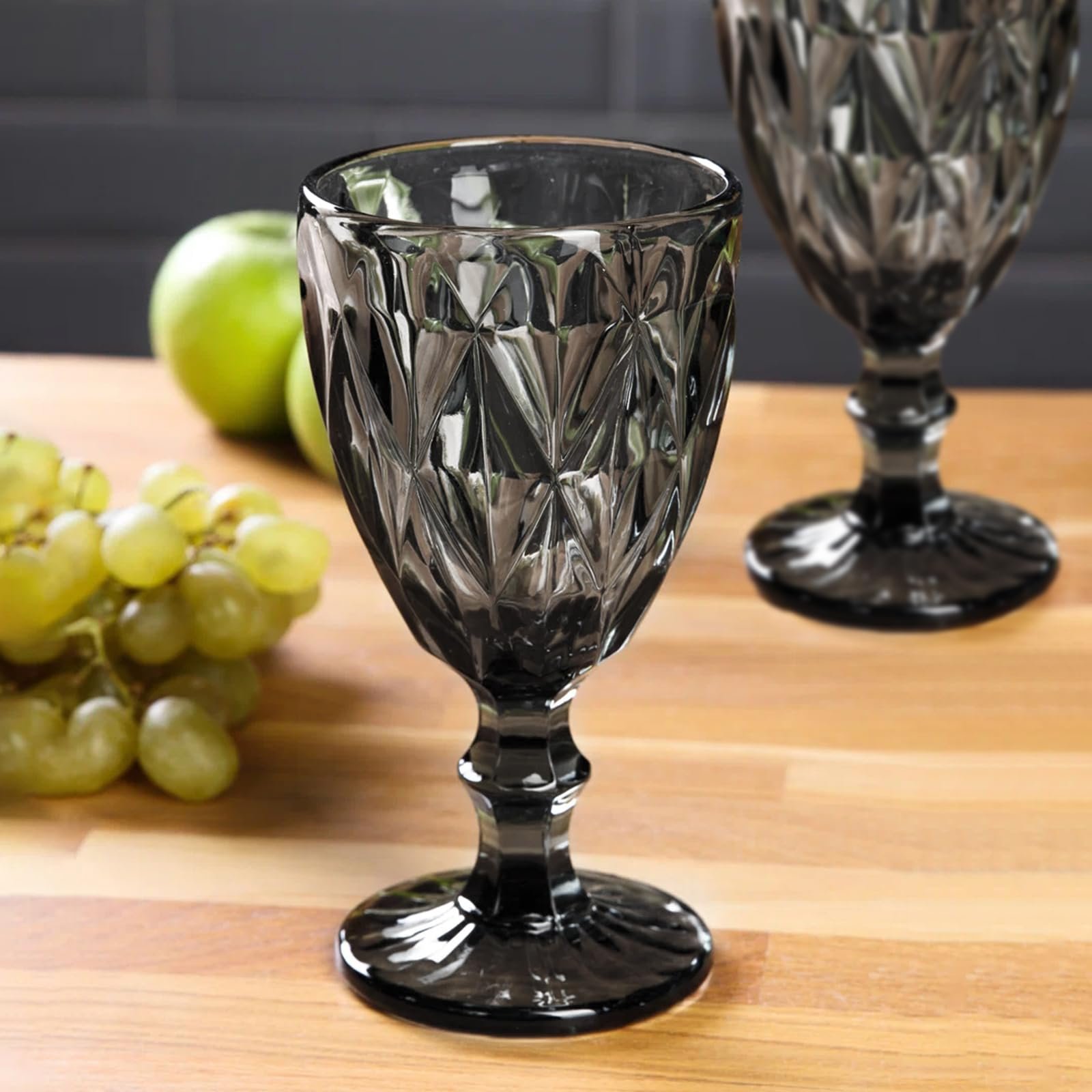 Set of 6 Diamond Wine Cut Glasses