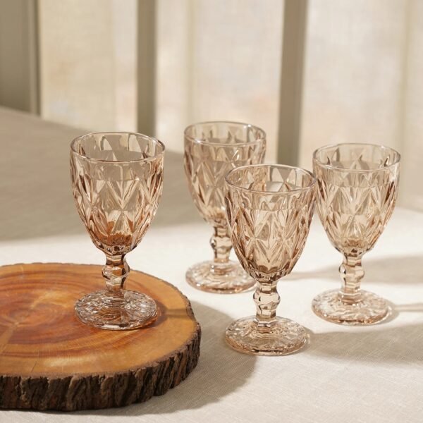 Set of 6 Diamond Wine Cut Glasses