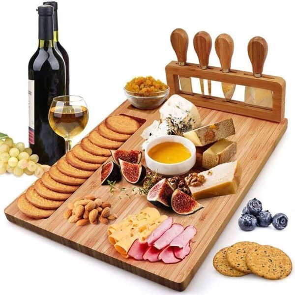 Bamboo Charcuterie Board with 4 Cheese Knives