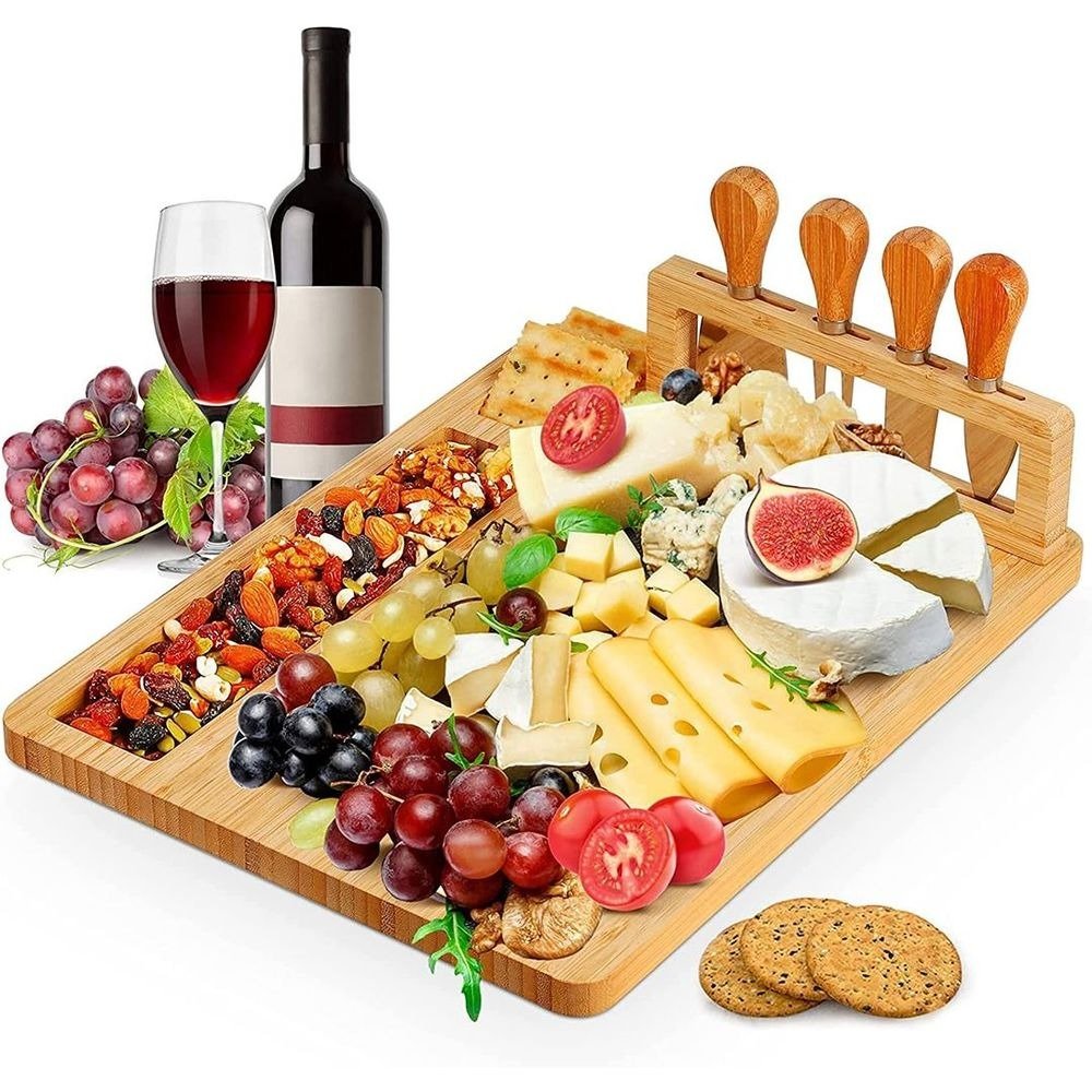 Bamboo Charcuterie Board with 4 Cheese Knives
