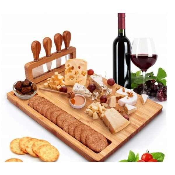 Bamboo Charcuterie Board with 4 Cheese Knives