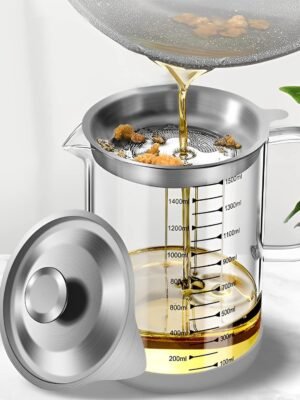 Glass Measuring Cup with Stainless Steel Strainer
