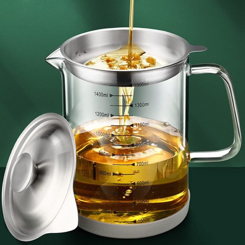 Glass Measuring Cup with Stainless Steel Strainer